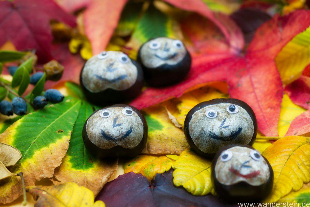 Bunt gestaltete Steine mit herbstlichen Farben