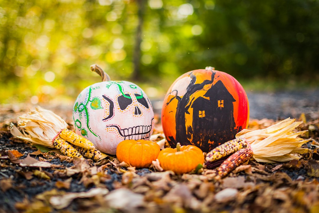 Halloween-Kürbisse in Schwarz und Weiß als Motivvorlage